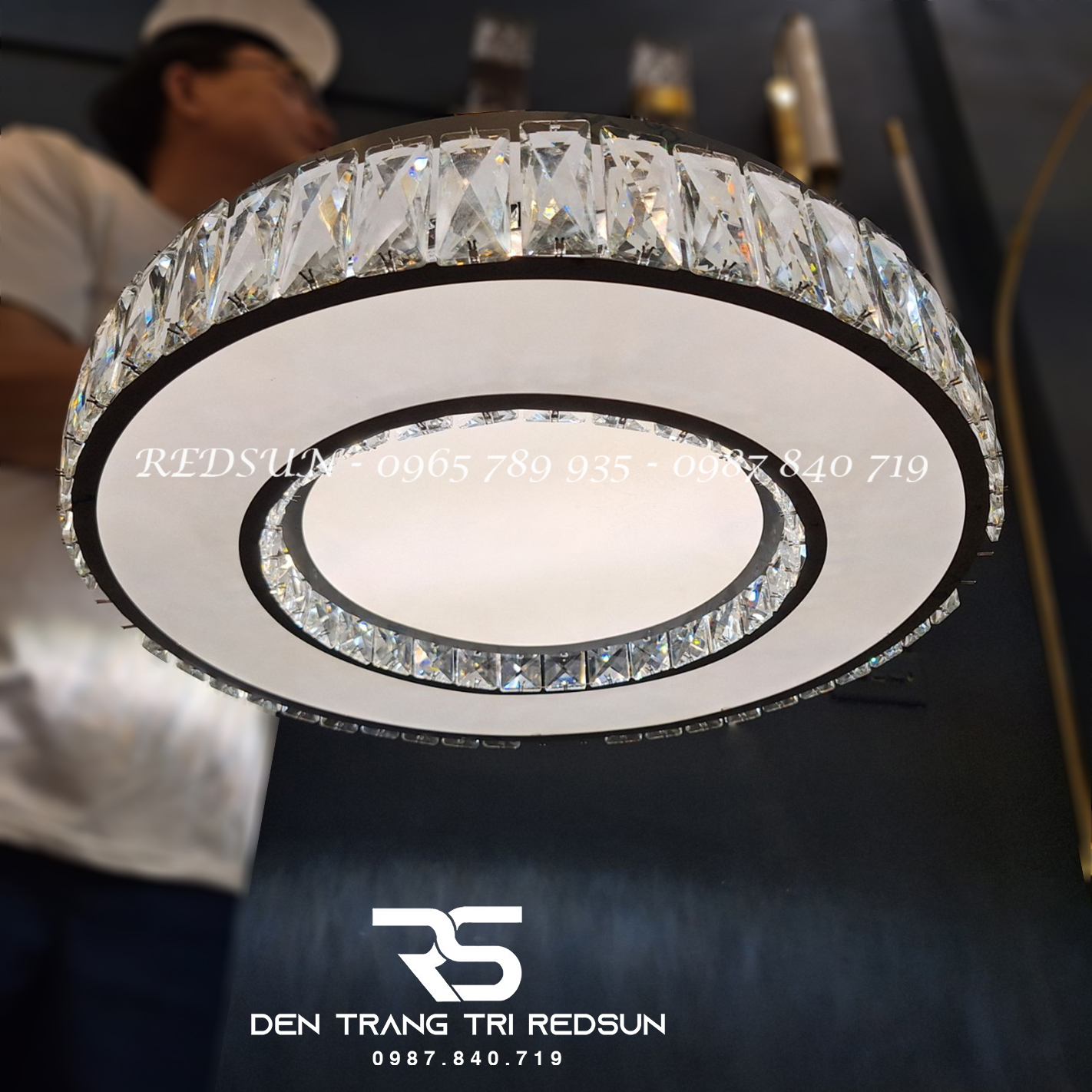 Đèn Mâm Mica Pha Lê Ốp Trần Phòng Khách Hiện Đại MKPL-066