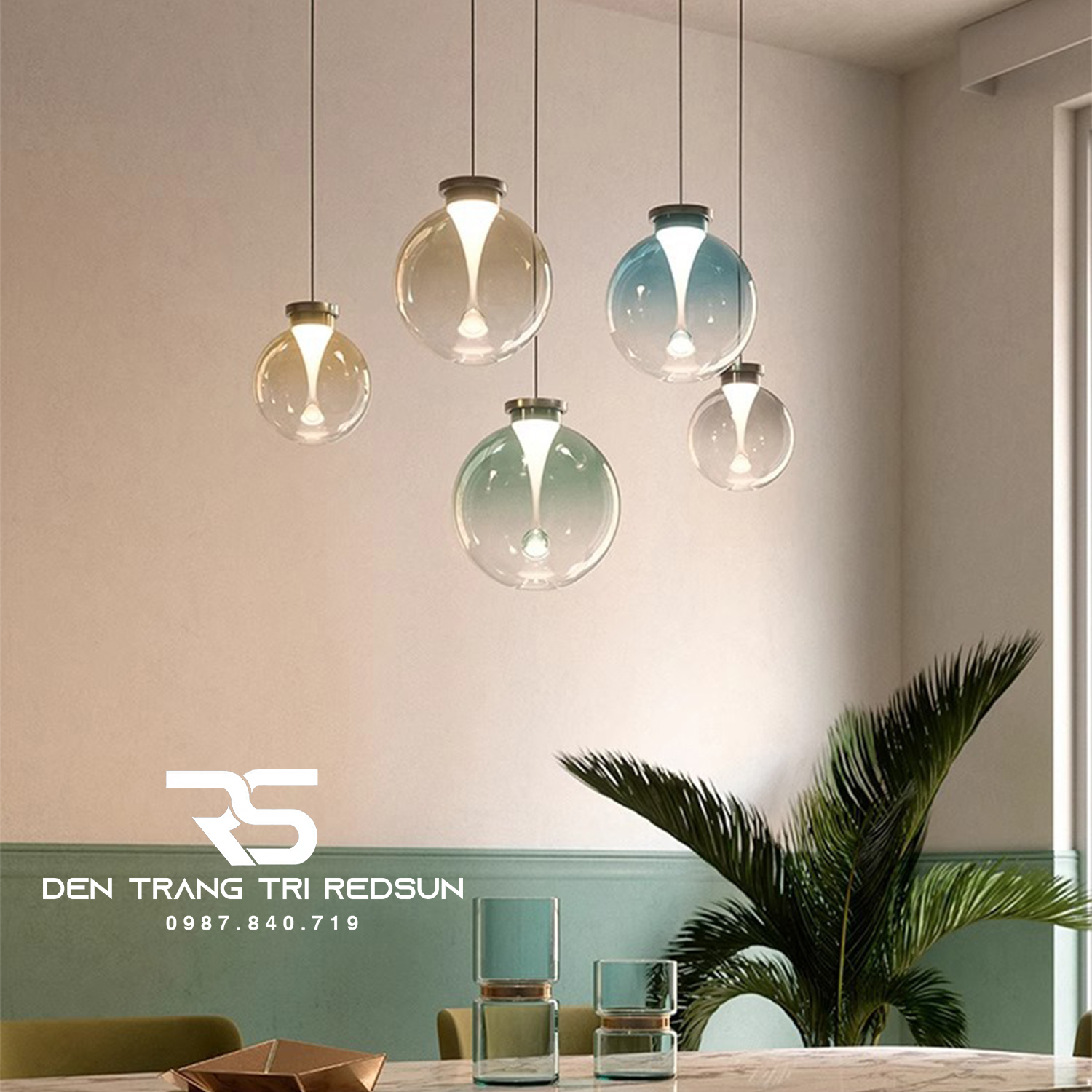 Đèn Thả Trần Phòng Ăn, Phòng Ngủ Phong Cách Bắc Âu Hiện Đại Cầu Thủy Tinh Hình Giọt Nước CDT-T070