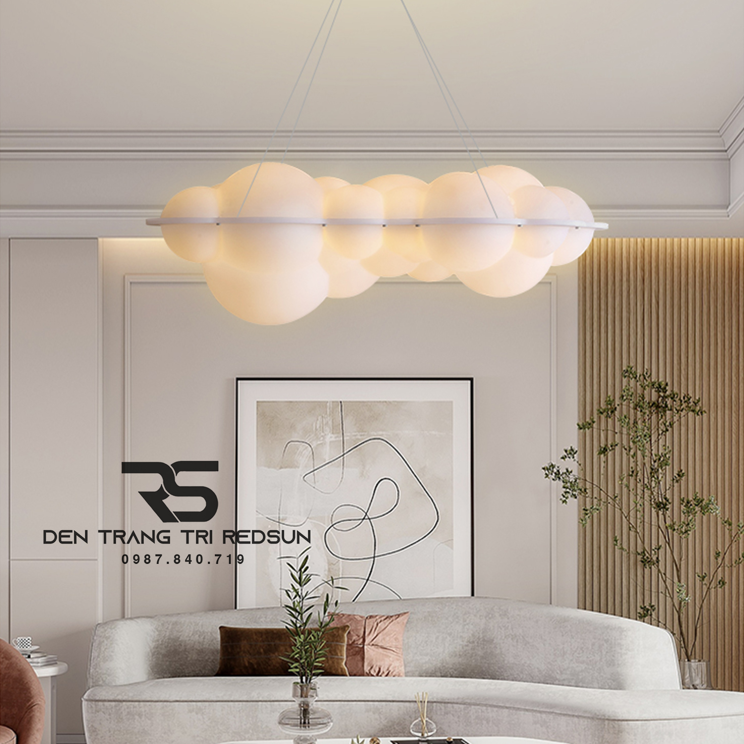 Đèn Chùm Đám Mây Phong Cách Bắc Âu Lắp Phòng Khách Hiện Đại DC-T114