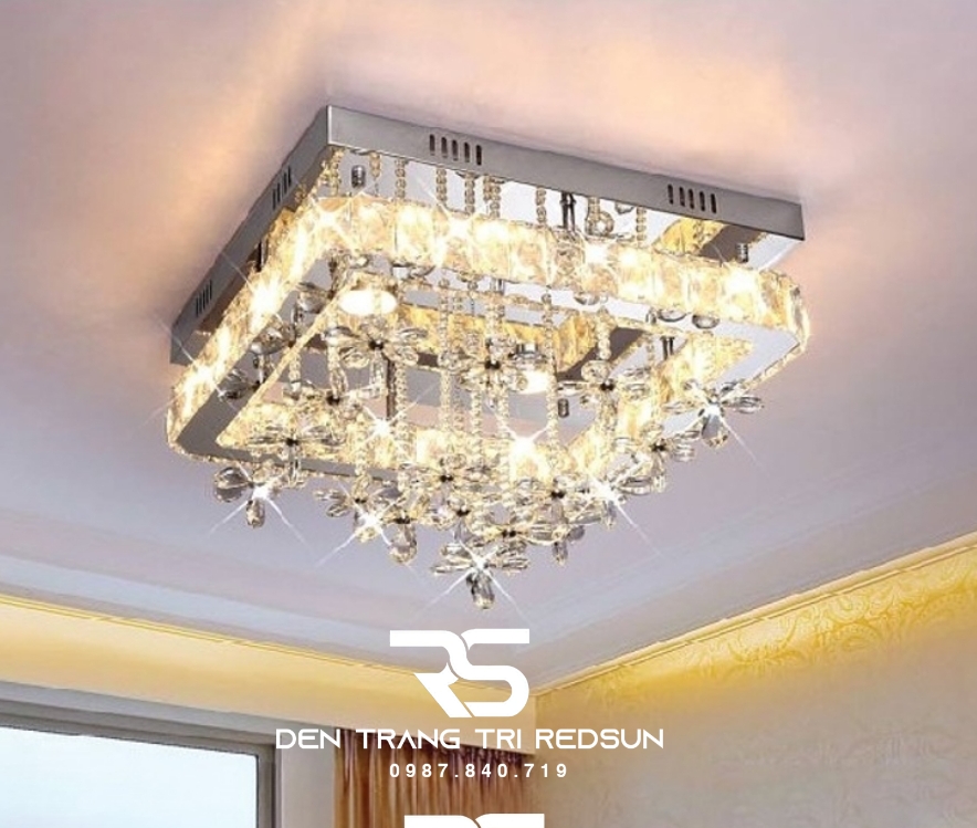 Đèn Mâm Pha Lê Ốp Trần Phòng Khách Hiện Đại M9119