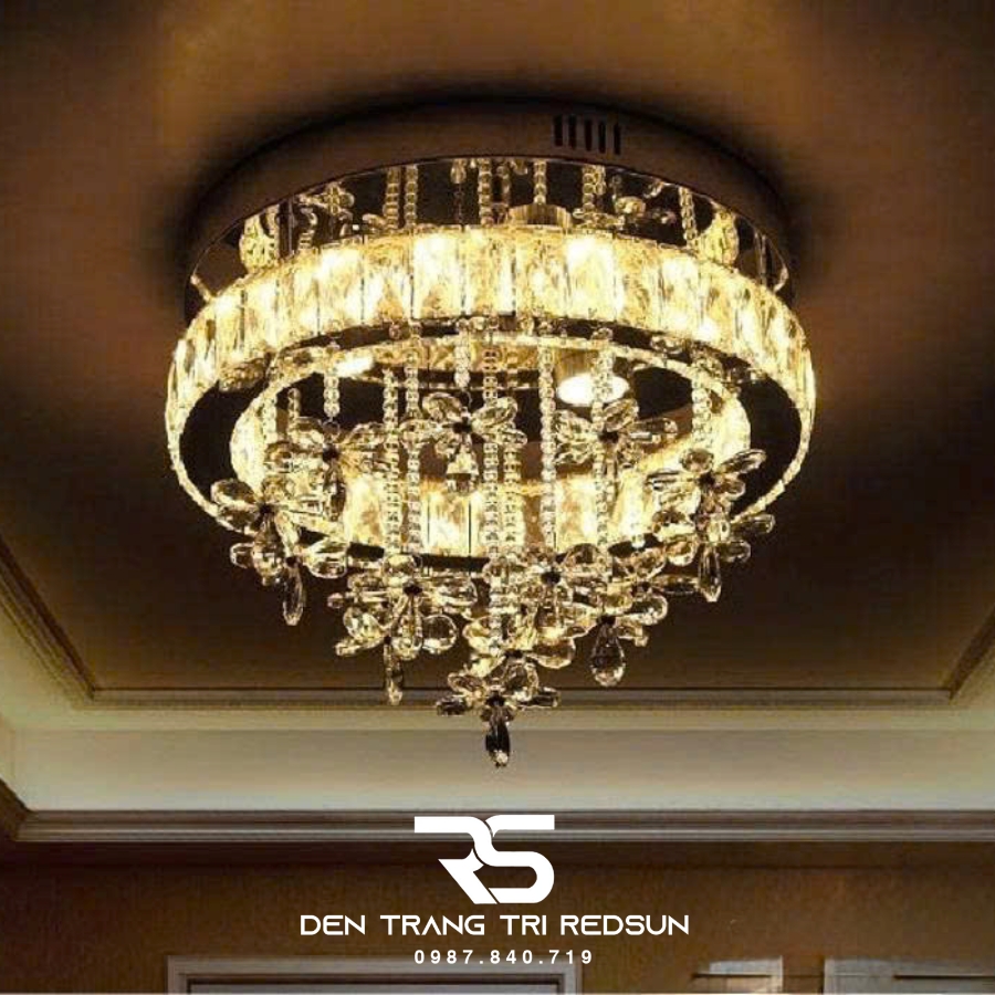 Đèn Mâm Pha Lê Ốp Trần Phòng Khách Hiện Đại M9120