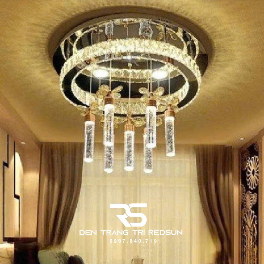 Đèn Mâm Pha Lê Ốp Trần Phòng Khách Hiện Đại M9123