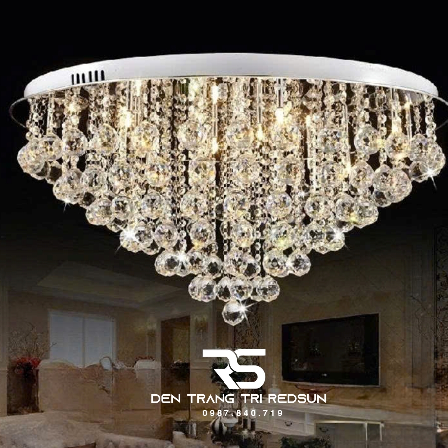 Đèn Mâm Pha Lê Ốp Trần Phòng Khách Hiện Đại M9135