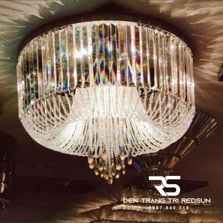 Đèn Mâm Pha Lê Ốp Trần Phòng Khách Hiện Đại M9140
