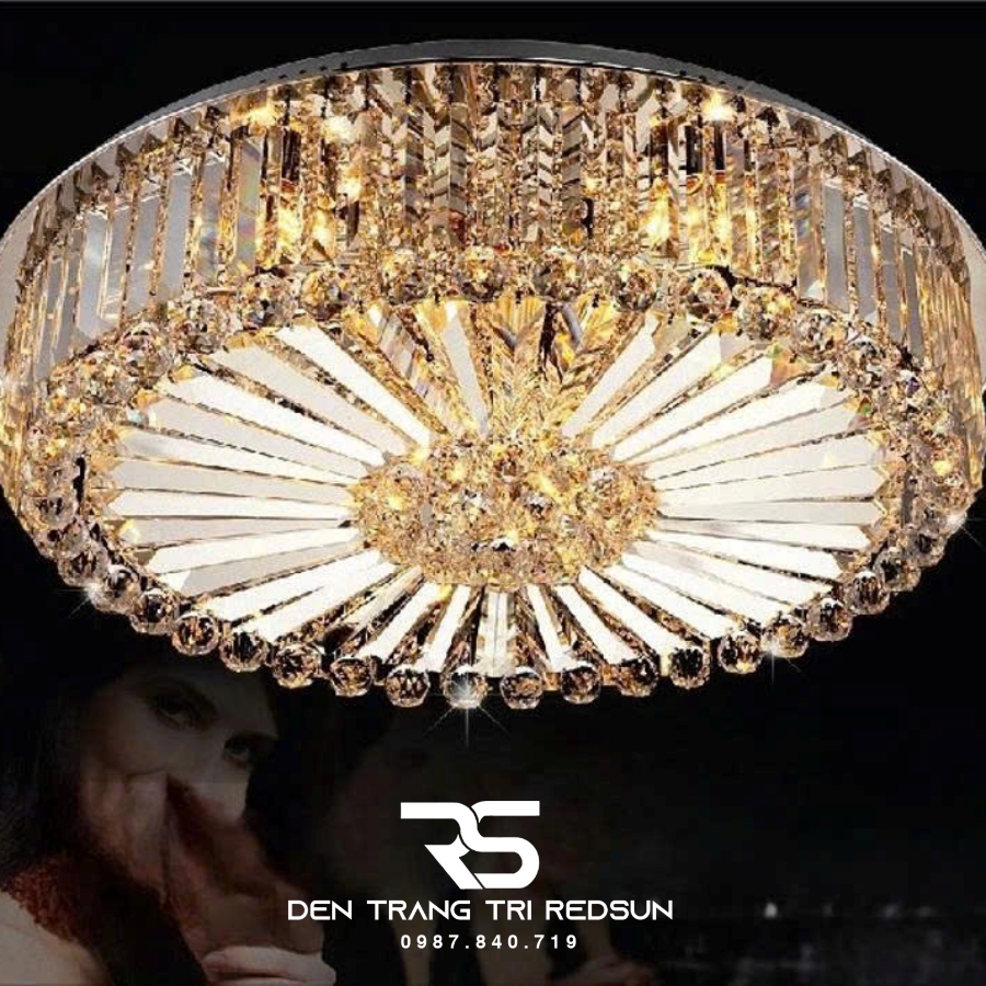 Đèn Mâm Pha Lê Ốp Trần Phòng Khách Hiện Đại M9141