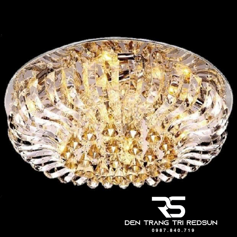 Đèn Mâm Pha Lê Ốp Trần Phòng Khách Hiện Đại M9148