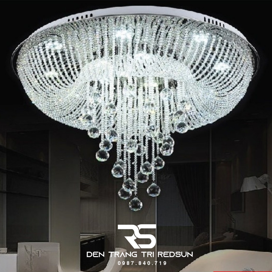 Đèn Mâm Pha Lê Ốp Trần Phòng Khách Hiện Đại M9152