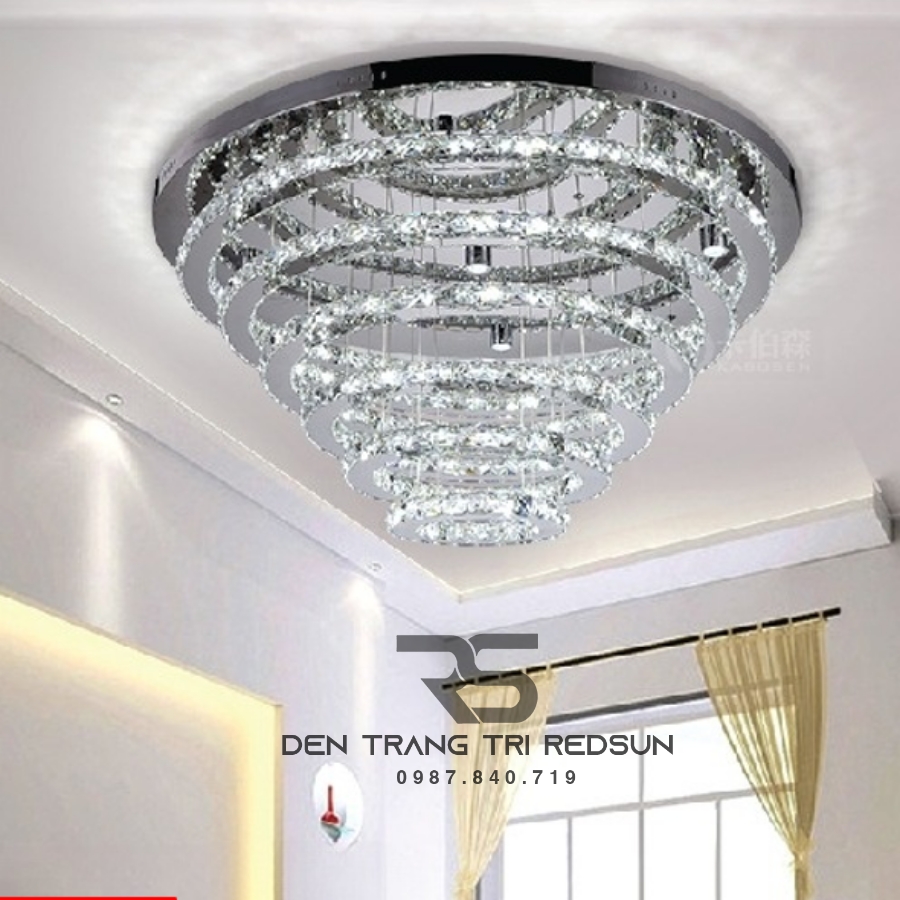 Đèn Mâm Pha Lê Ốp Trần Phòng Khách Hiện Đại M9159