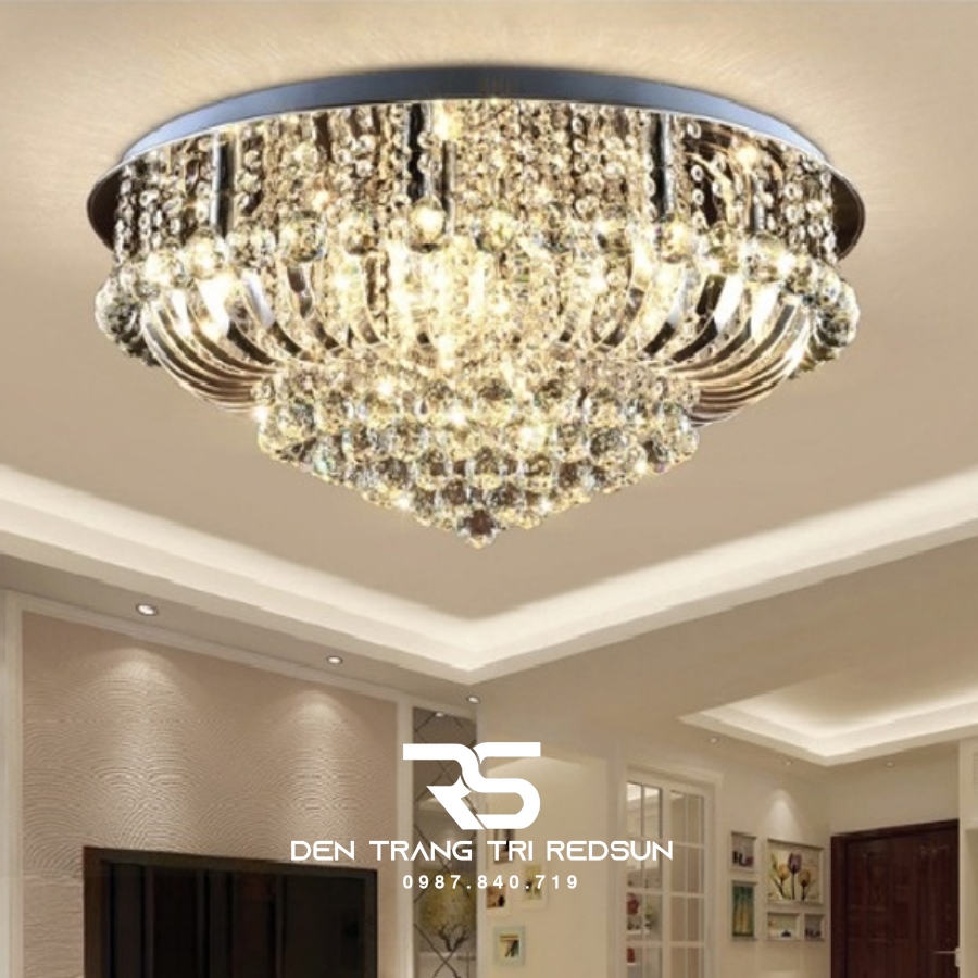 Đèn Mâm Pha Lê Ốp Trần Phòng Khách Hiện Đại M9161