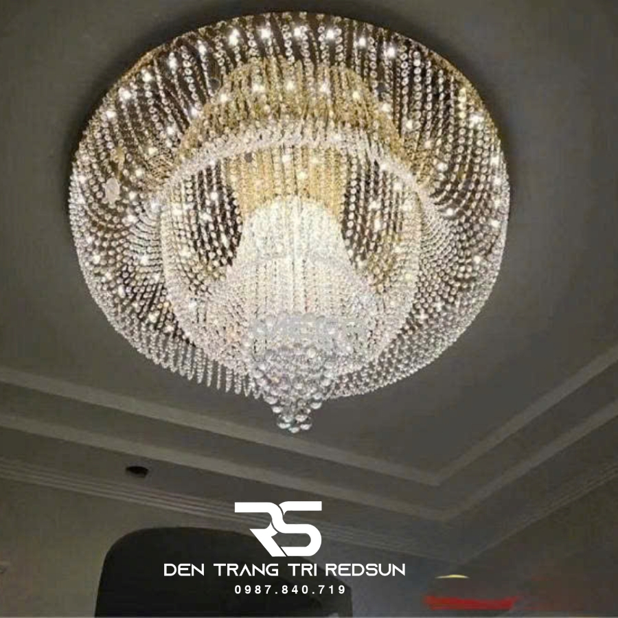Đèn Mâm Pha Lê Ốp Trần Phòng Khách Hiện Đại M9169