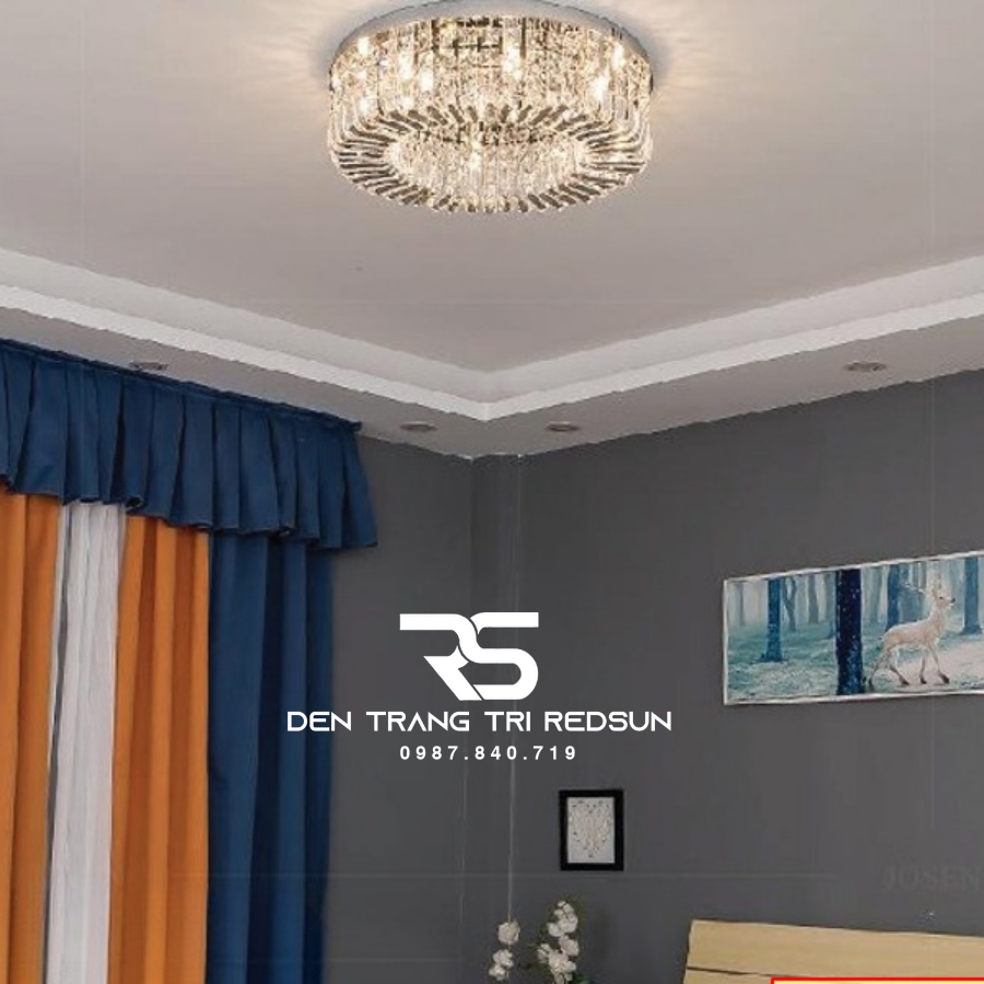 Đèn Mâm Pha Lê Ốp Trần Phòng Khách Hiện Đại M9173