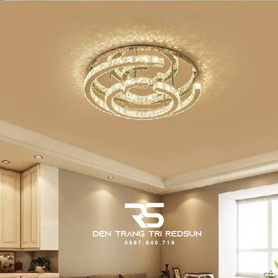 Đèn Mâm Pha Lê Ốp Trần Phòng Khách Hiện Đại M9185