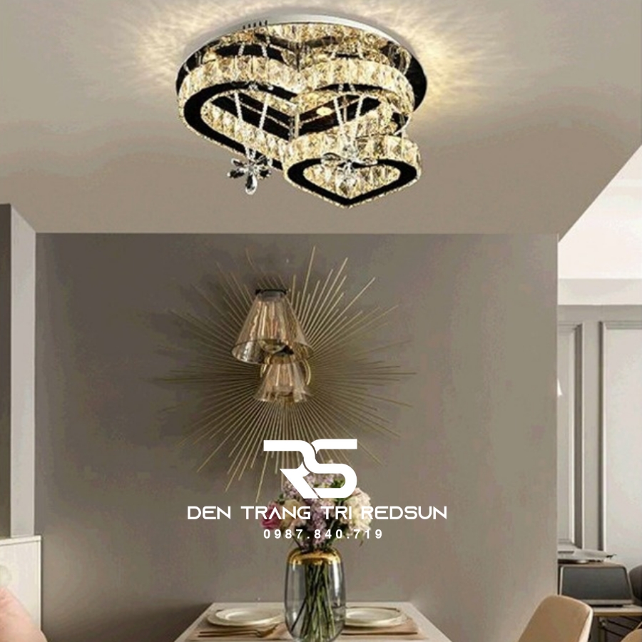 Đèn Mâm Pha Lê Ốp Trần Phòng Khách Hiện Đại M9214