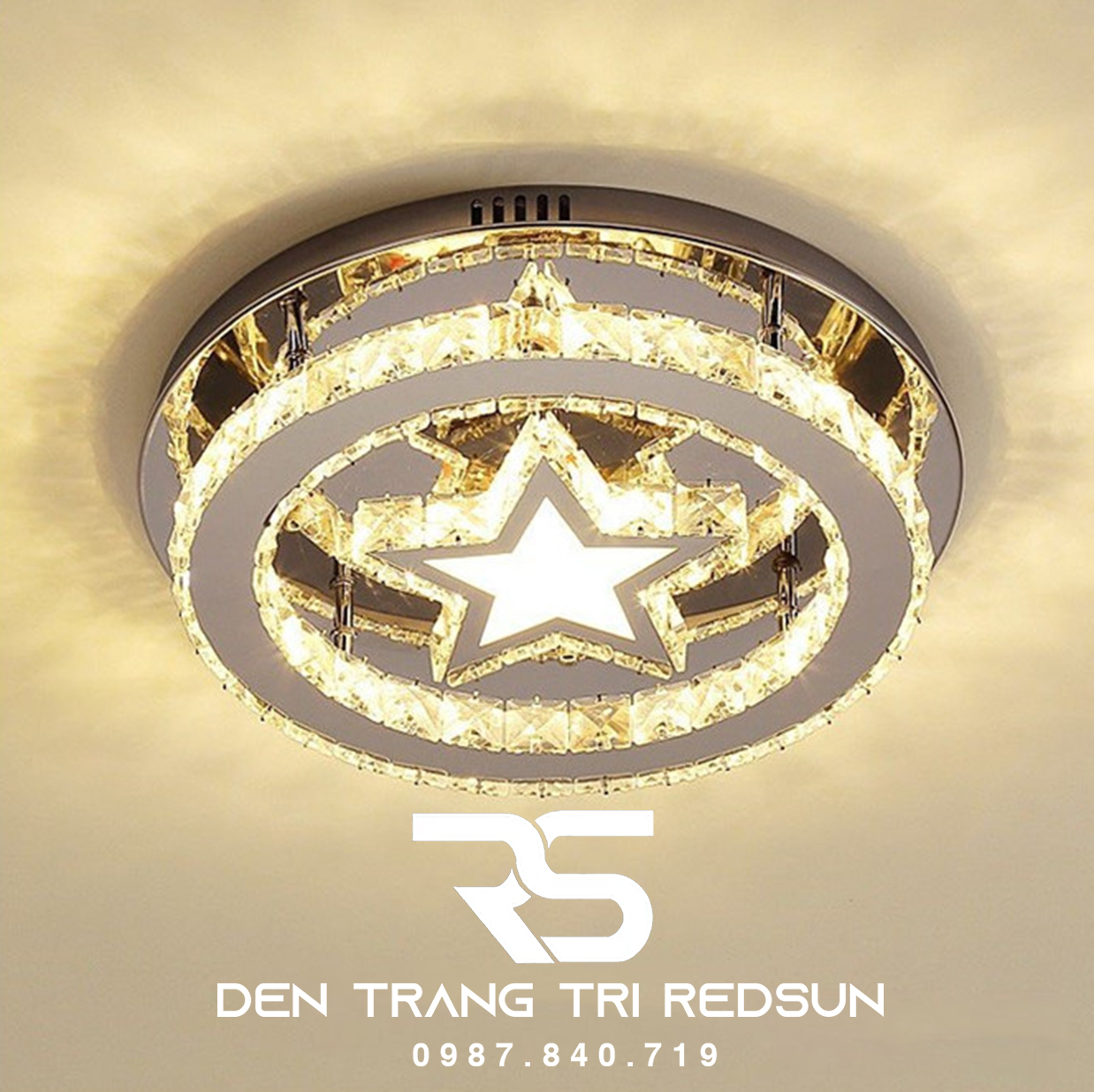 Đèn Mâm Pha Lê Ốp Trần Phòng Khách Hiện Đại M9219