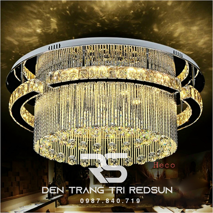 Đèn Mâm Pha Lê Ốp Trần Phòng Khách Hiện Đại M9221