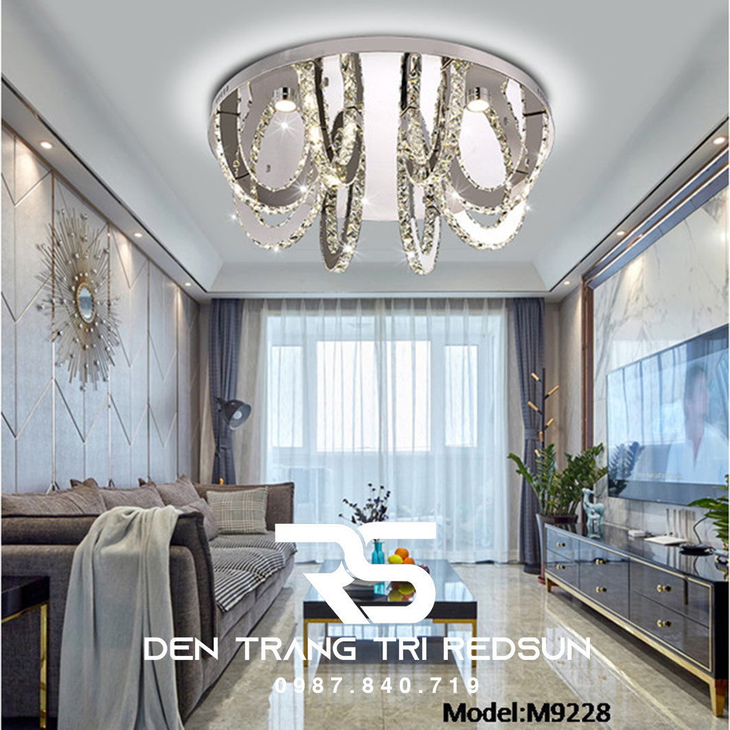 Đèn Mâm Pha Lê Ốp Trần Phòng Khách Hiện Đại M9228