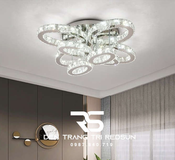 Đèn Mâm Pha Lê Ốp Trần Phòng Khách Hiện Đại M9229