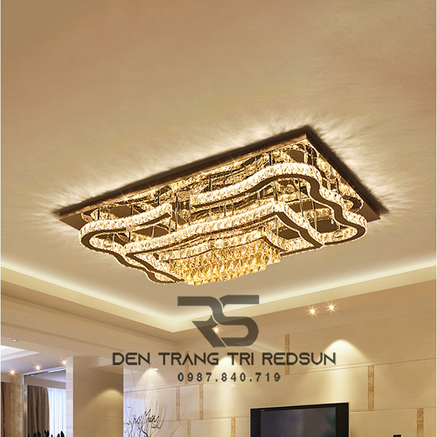 Đèn Mâm Pha Lê Ốp Trần Phòng Khách Hiện Đại M9237