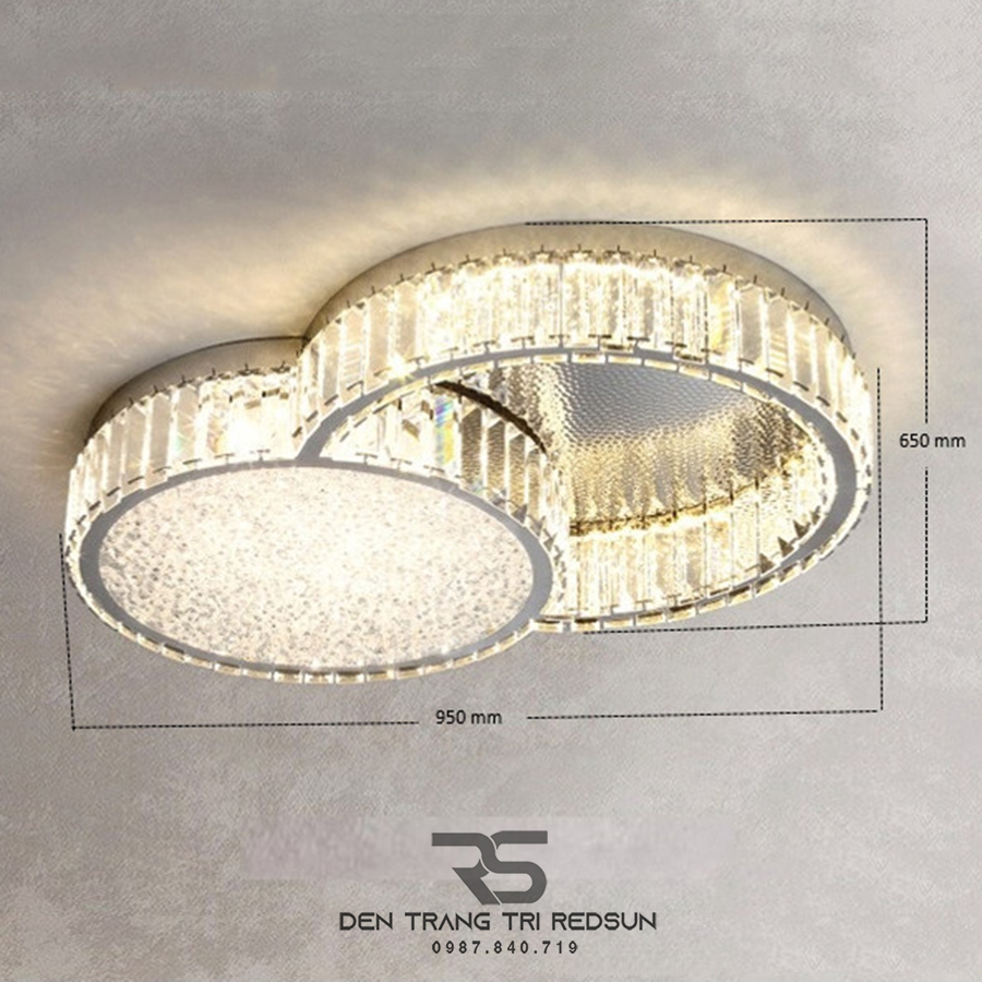 Đèn Mâm Pha Lê Ốp Trần Phòng Khách Hiện Đại M9238