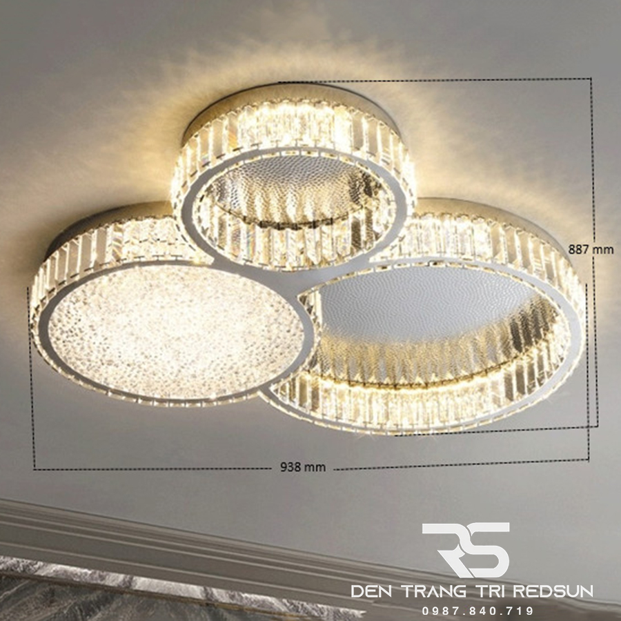 Đèn Mâm Pha Lê Ốp Trần Phòng Khách Hiện Đại M9239