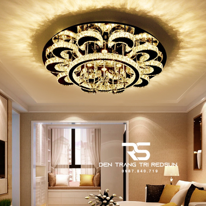 Đèn Mâm Pha Lê Ốp Trần Phòng Khách Hiện Đại M9250