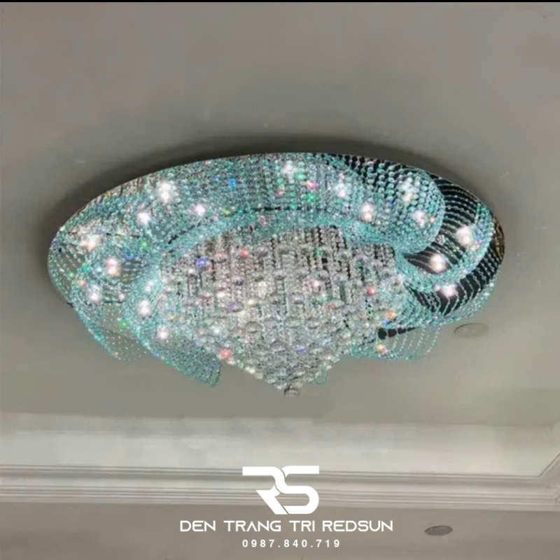 Đèn Mâm Pha Lê Ốp Trần Phòng Khách Hiện Đại M9249
