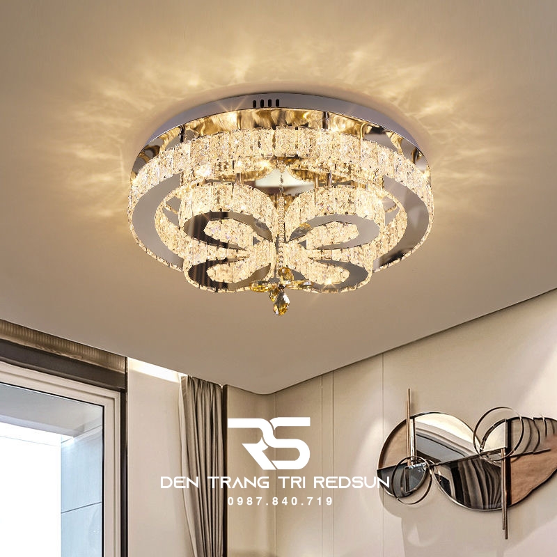 Đèn Mâm Pha Lê Ốp Trần Phòng Khách Hiện Đại M9247