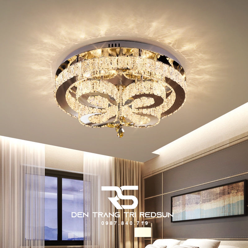 Đèn Mâm Pha Lê Ốp Trần Phòng Khách Hiện Đại M9247