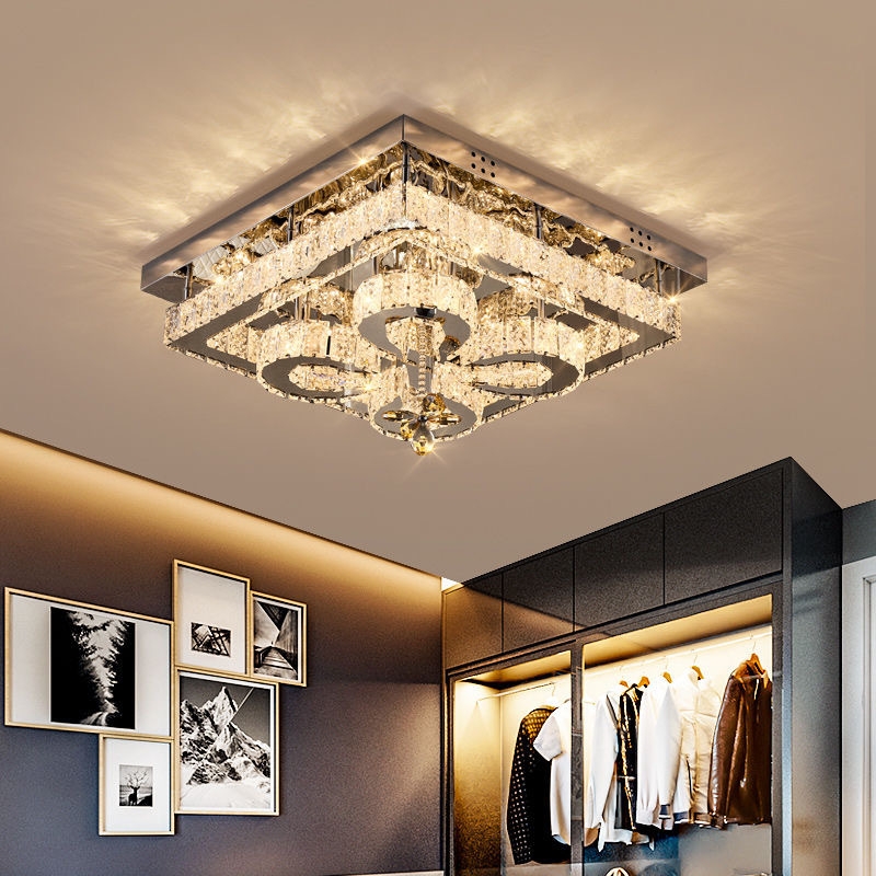 Đèn Mâm Pha Lê Ốp Trần Vuông Phòng Khách Hiện Đại M9248