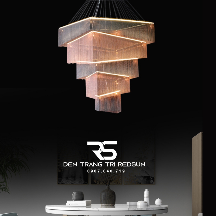 Đèn Chùm Pha Lê Lắp Thông Tầng Phòng Khách Biệt Thự, Sảnh Khách Sạn, Nhà Hàng Phong Cách Bắc Âu Hiện Đại DCP-006