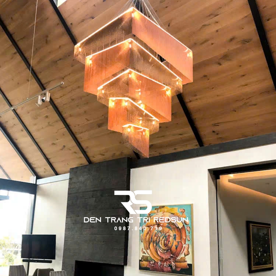 Đèn Chùm Pha Lê Lắp Thông Tầng Phòng Khách Biệt Thự, Sảnh Khách Sạn, Nhà Hàng Phong Cách Bắc Âu Hiện Đại DCP-006