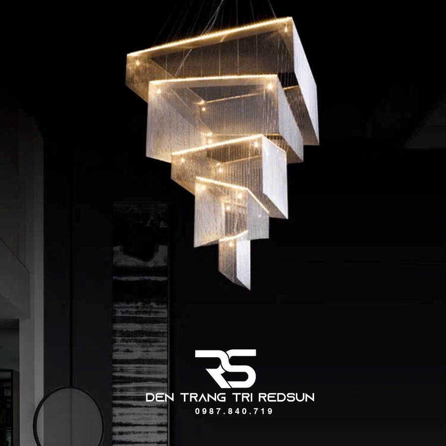 Đèn Chùm Pha Lê Lắp Thông Tầng Phòng Khách Biệt Thự, Sảnh Khách Sạn, Nhà Hàng Phong Cách Bắc Âu Hiện Đại DCP-006