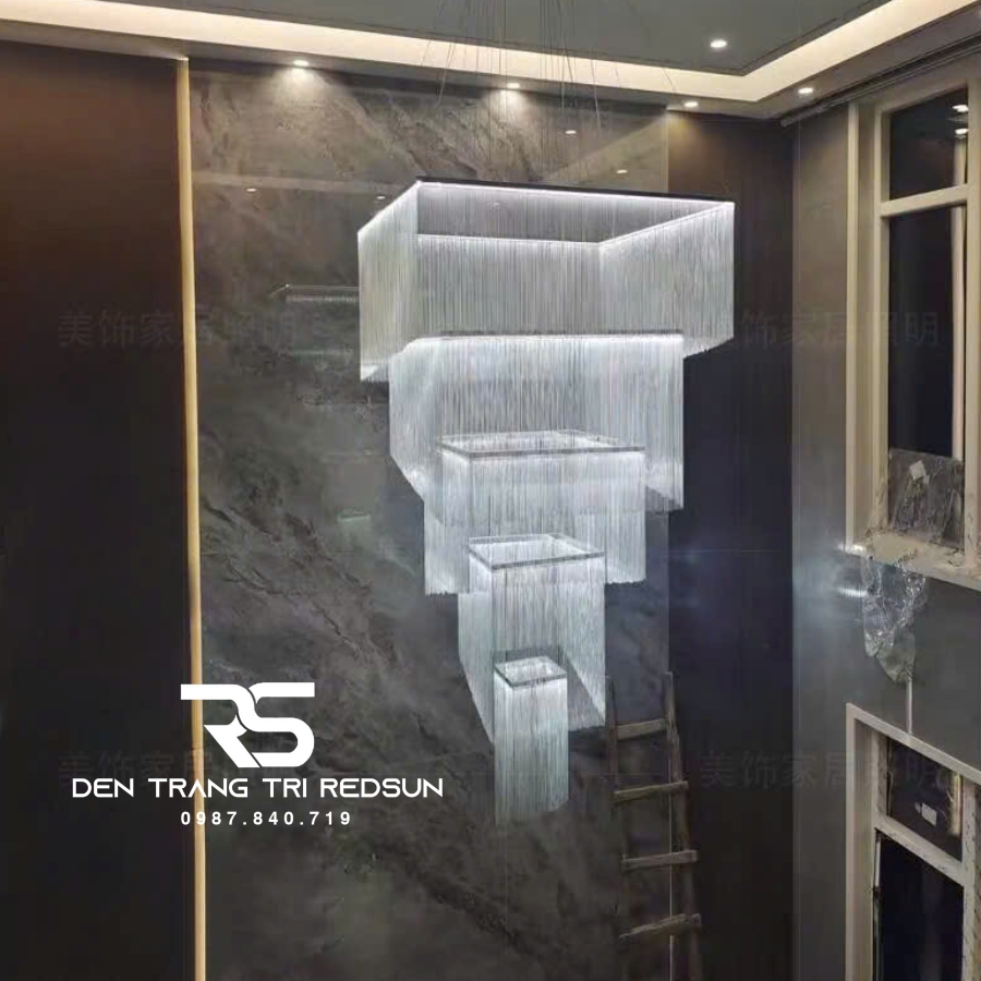 Đèn Chùm Pha Lê Lắp Thông Tầng Phòng Khách Biệt Thự, Sảnh Khách Sạn, Nhà Hàng Phong Cách Bắc Âu Hiện Đại DCP-006