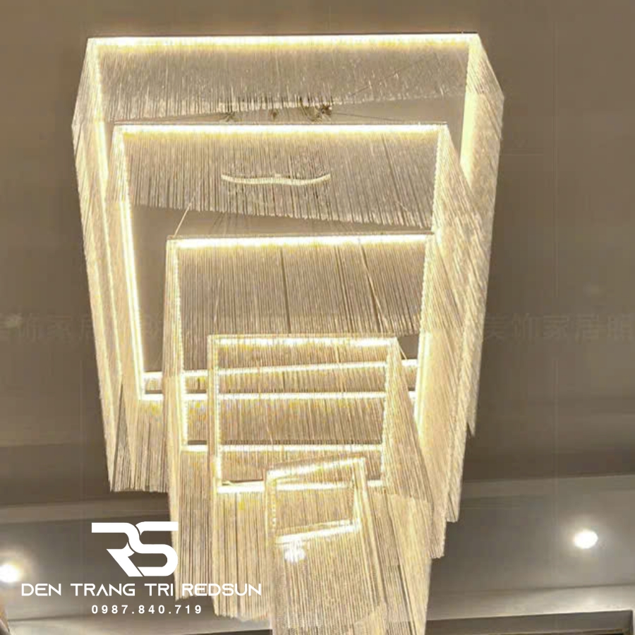 Đèn Chùm Pha Lê Lắp Thông Tầng Phòng Khách Biệt Thự, Sảnh Khách Sạn, Nhà Hàng Phong Cách Bắc Âu Hiện Đại DCP-006