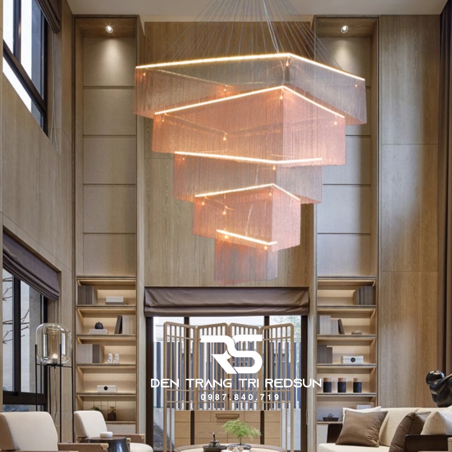 Đèn Chùm Pha Lê Lắp Thông Tầng Phòng Khách Biệt Thự, Sảnh Khách Sạn, Nhà Hàng Phong Cách Bắc Âu Hiện Đại DCP-006