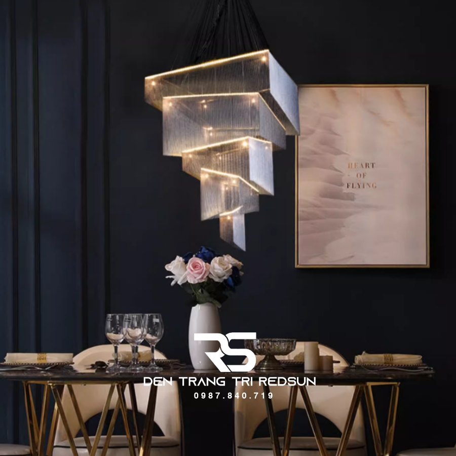 Đèn Chùm Pha Lê Lắp Thông Tầng Phòng Khách Biệt Thự, Sảnh Khách Sạn, Nhà Hàng Phong Cách Bắc Âu Hiện Đại DCP-006