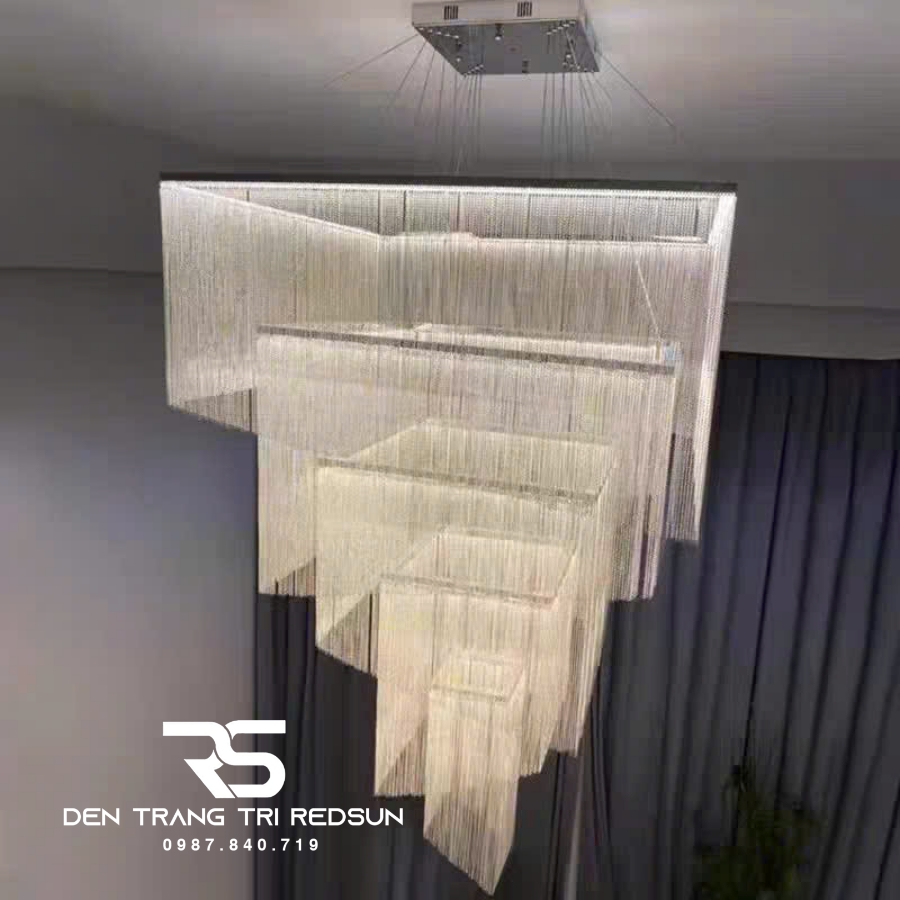 Đèn Chùm Pha Lê Lắp Thông Tầng Phòng Khách Biệt Thự, Sảnh Khách Sạn, Nhà Hàng Phong Cách Bắc Âu Hiện Đại DCP-006