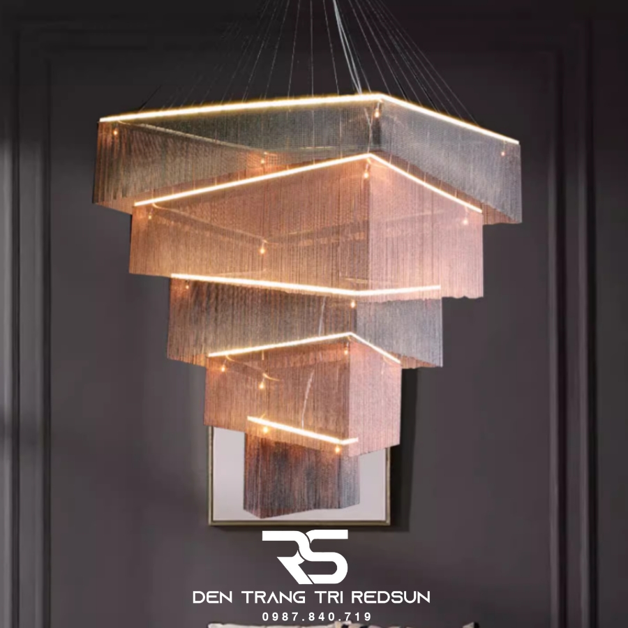 Đèn Chùm Pha Lê Lắp Thông Tầng Phòng Khách Biệt Thự, Sảnh Khách Sạn, Nhà Hàng Phong Cách Bắc Âu Hiện Đại DCP-006