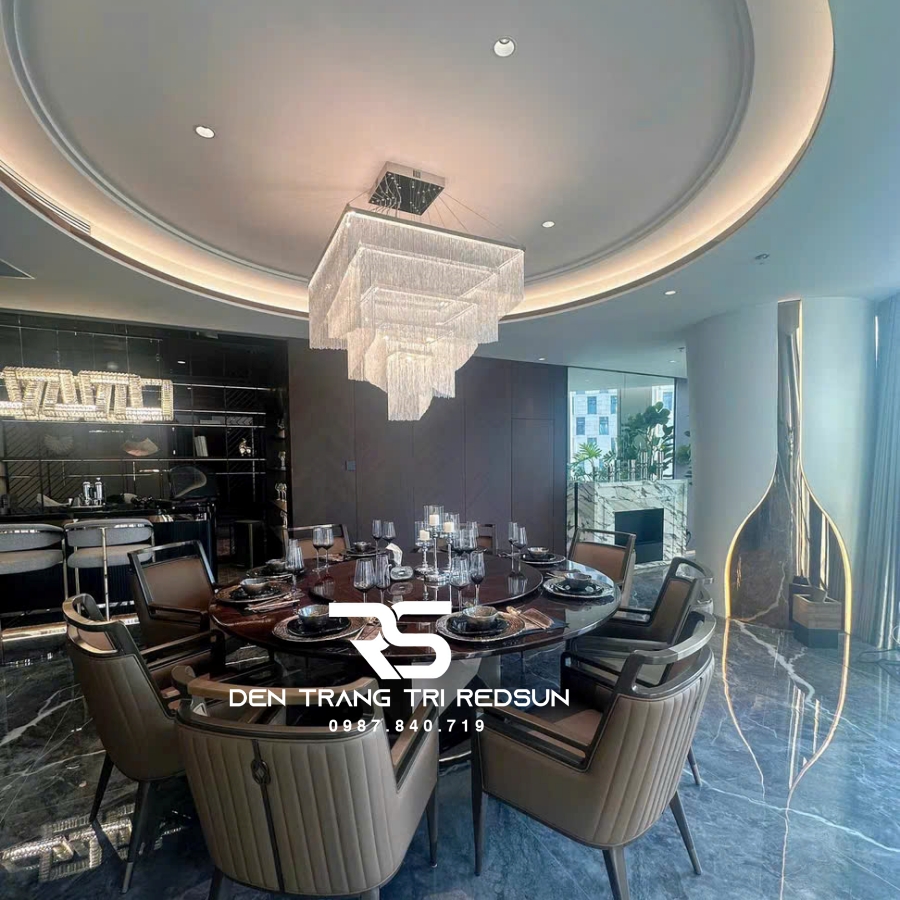 Đèn Chùm Pha Lê Lắp Thông Tầng Phòng Khách Biệt Thự, Sảnh Khách Sạn, Nhà Hàng Phong Cách Bắc Âu Hiện Đại DCP-006