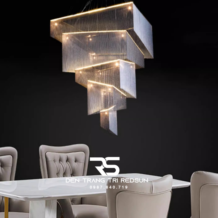 Đèn Chùm Pha Lê Lắp Thông Tầng Phòng Khách Biệt Thự, Sảnh Khách Sạn, Nhà Hàng Phong Cách Bắc Âu Hiện Đại DCP-006