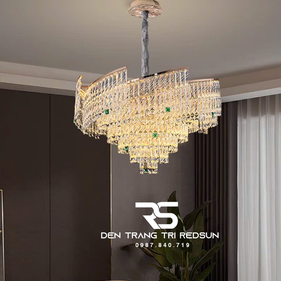 Đèn Chùm Trang Trí Phòng Khách, Sảnh Chờ, Phòng Ăn, Phòng Ngủ Chất Liệu Pha Lê  DCP-012