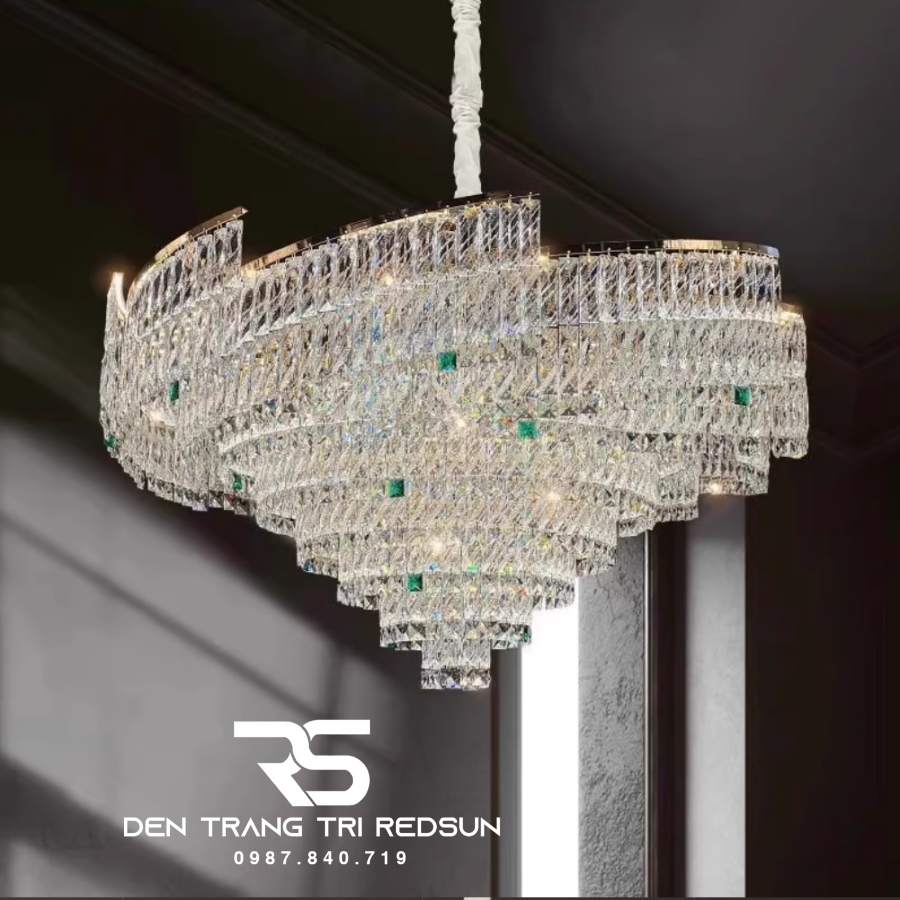 Đèn Chùm Trang Trí Phòng Khách, Sảnh Chờ, Phòng Ăn, Phòng Ngủ Chất Liệu Pha Lê  DCP-012