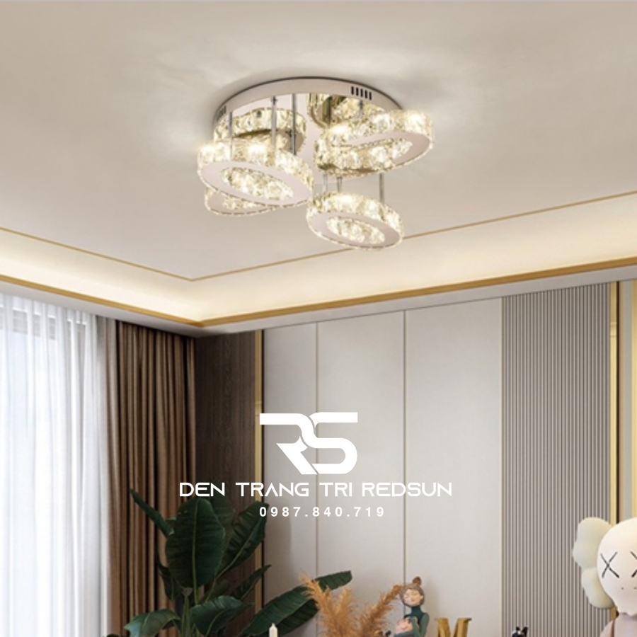 Đèn Mâm Pha Lê Ốp Trần Phòng Khách Hiện Đại M9229