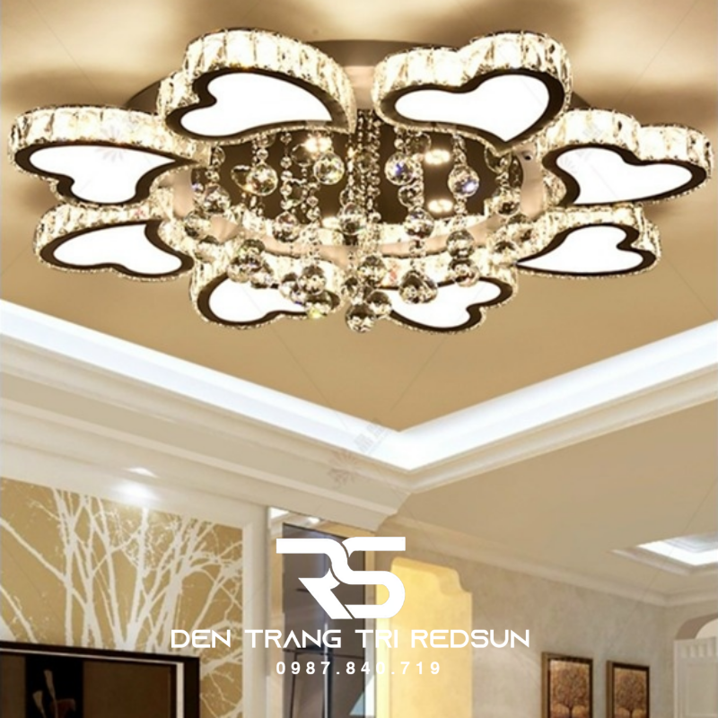 Đèn Mâm Pha Lê Ốp Trần Phòng Khách Hiện Đại M9243