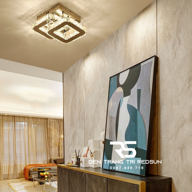 Đèn Mâm Pha Lê Ốp Trần Phòng Khách Hiện Đại M9254