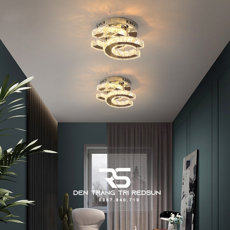 Đèn Mâm Pha Lê Ốp Trần Phòng Khách Hiện Đại M9255
