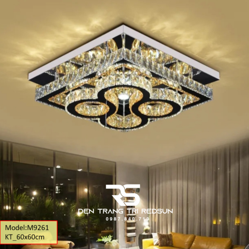 Đèn Mâm Pha Lê Ốp Trần Phòng Khách Hiện Đại M9261