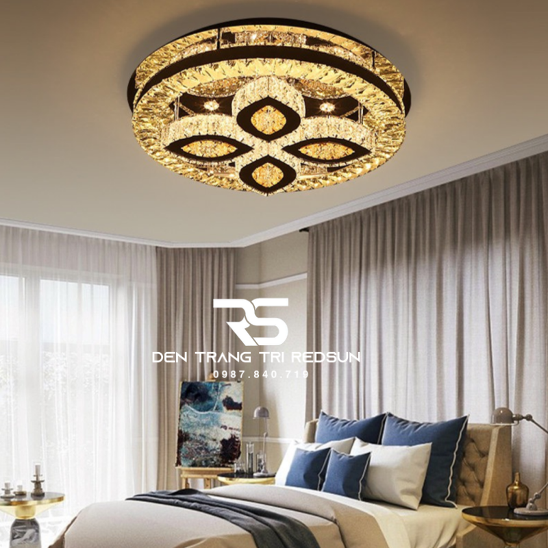 Đèn Mâm Pha Lê Ốp Trần Phòng Khách Hiện Đại M9263