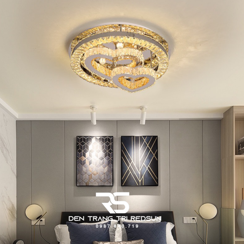 Đèn Mâm Pha Lê Ốp Trần Phòng Khách Hiện Đại M9264