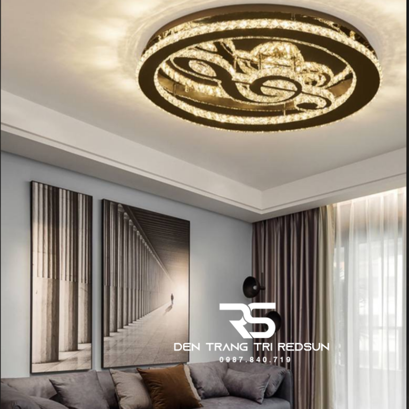Đèn Mâm Pha Lê Ốp Trần Phòng Khách Hiện Đại M9267